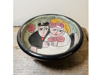 Hunt Kaiser Studio Art Pottery Wedding Couple Bowl - Signed