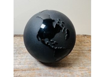 Sylvester Black Globe Art Glass Paperweight
