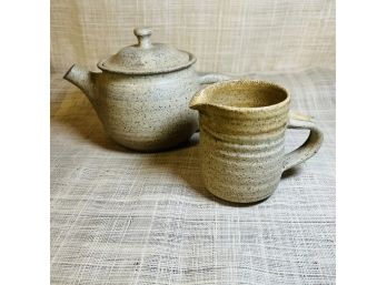 Canterbury Pottery Tea Pot And Pitcher
