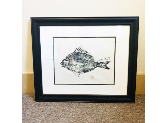 Original Watercolor: 'Porgy' Japanese Ink Fish Rub