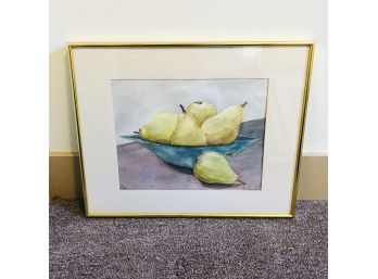 Original Watercolor: Pears In Bowl