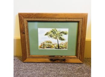 Original Watercolor: Tree And Water View
