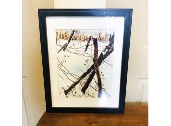 Fence Posts In Snow Framed Print
