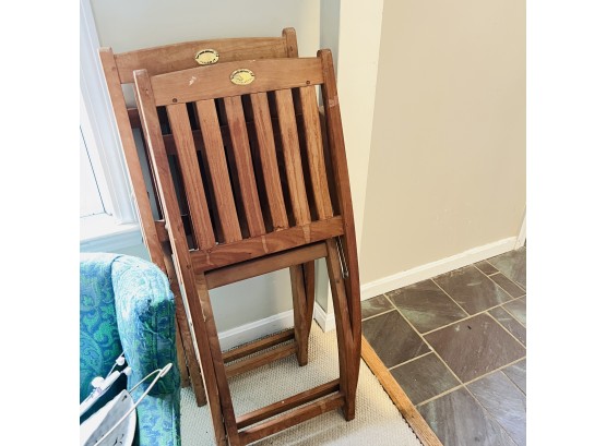 Set Of Two Outdoor Designs Ltd. Teak Folding Chairs (Den)