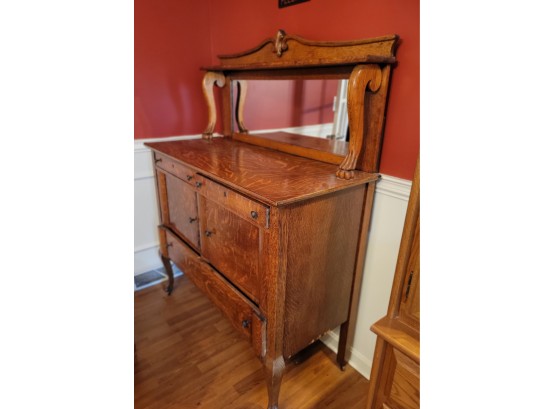 Antique Wooden Sideboard With Mirror (Dining Room)