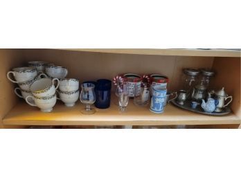 Shelf Lot Of Lenox Tea Cups And Other Items (den)