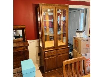 Lighted Curio Cabinet With Drawer Storage (Dining Rom)