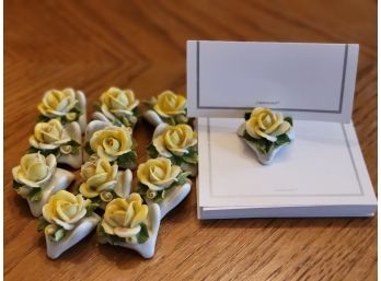 Set Of Ceramic Floral Place Card Holders And Cards (Dining Room)