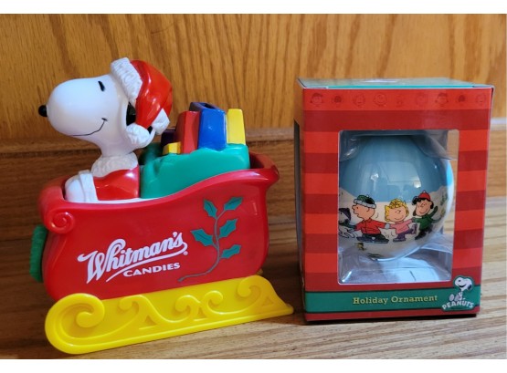 Whitman Candy With Snoopy And Peanuts Ornament