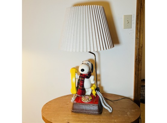 Vintage Snoopy And Woodstock Rotary Dial Phone Lamp
