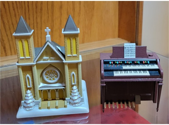 Set Of 2 Hallmark Ornaments - Church And Organ