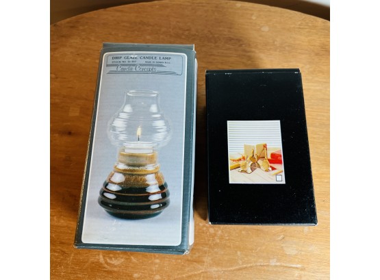 Drip Glaze Candle Lamp And Tennis Bookends - New In The Box