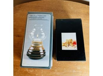 Drip Glaze Candle Lamp And Tennis Bookends - New In The Box