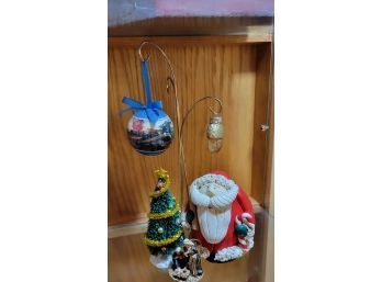 Set Of Christmas Ornaments - Train, Tree, Santa, Nativity