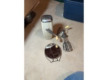 Vintage Ice Crusher, Hand Mixer And Vanity Mirror (Basement)