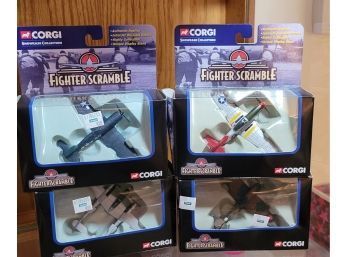 Set Of 4 Corgi Die Cast Planes In Boxes - Fighter Scramble
