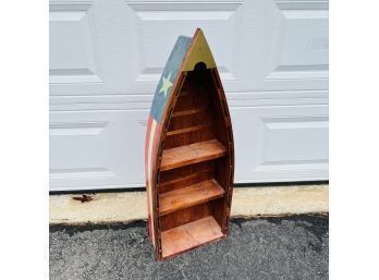 Boat Shaped Shelf With American Flag Motif