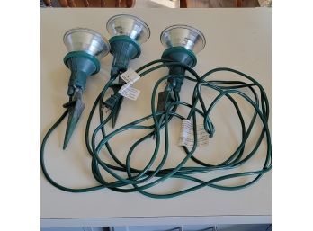 Set Of 3 Outdoor Electric Flood Lamps
