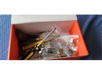 Shoe Box Misc Items. Drawer Pulls And Screwdrivers