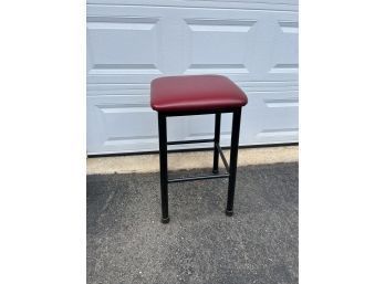 Bar Height Stool With Red Vinyl Seat
