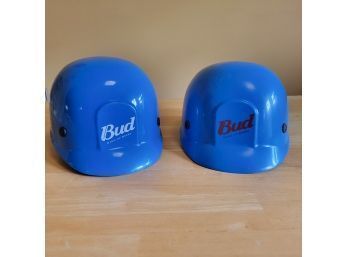 Set Of 2 Plastic Bud Beer Hard Hats In Blue