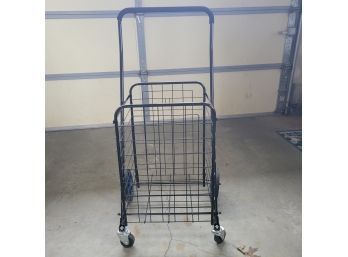 Black Collapsible Grocery Cart On Wheels