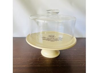 Vintage Pfaltzgraff Cake Stand And Glass Cover