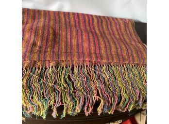 Multicolored Striped Wool Woven Table Runner From Mexico