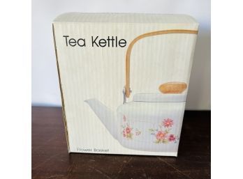 Porcelain Enamel Tea Kettle With Floral Design - 2 Qt.