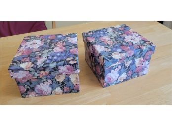 Set Of 2 Floral Recipe Boxes