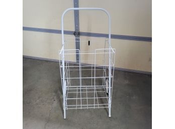 Collapsible White Grocery Cart On Wheels