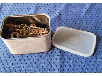 Small Tin Full Of Antique And Vintage Keys