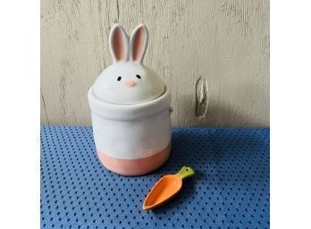 Ceramic Bunny Canister With Carrot Scoop