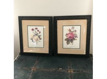Vintage P.J. Redoute Flower Framed Print Pair