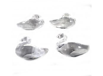 Great Lot Of Four 5' Clear Solid Duncan Miller Swan Paperweights