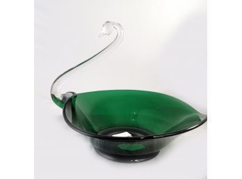New Martinsville Large Emerald Green Swan 11 Inches