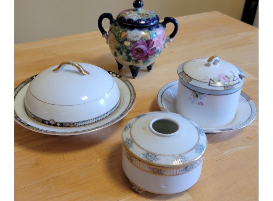 Vintage Hand Painted Nippon Dishes With Lids