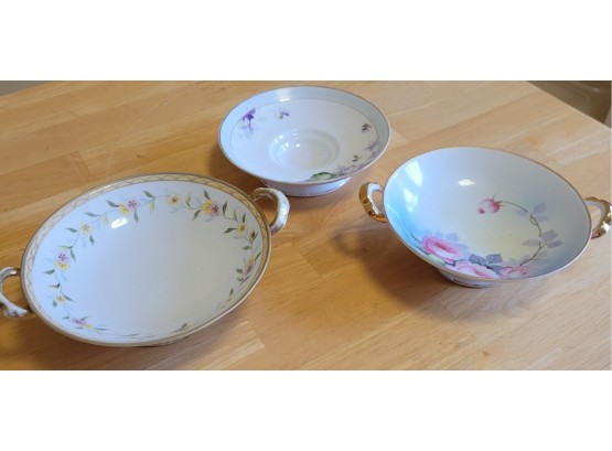 Set Of Three Vintage Nippon Pedestal Bowls