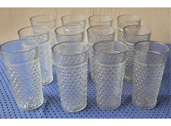 Set Of 12 Vintage Textured Drinking Glasses
