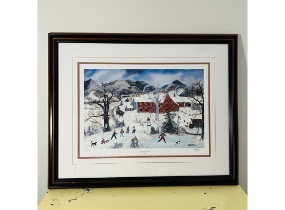 Will Moses Framed Lithograph Print 'Coming Home From School' Signed And Numbered 28'x22.5'