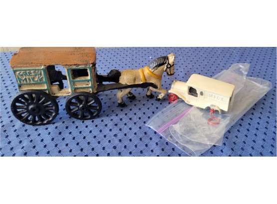 Antique Cast Iron Milk Truck Toys