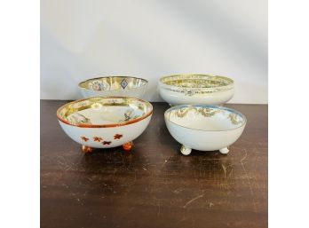 Set Of Four Vintage Footed Bowls - Nippon And Noritake