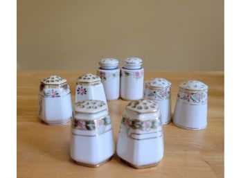 White Floral Nippon Salt And Pepper Shakers - Four Sets