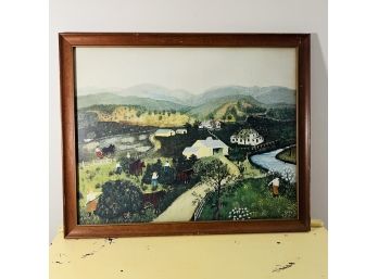 Grandma Moses Framed Folk Art Print 'It's Haying Time' 20.5'x25'