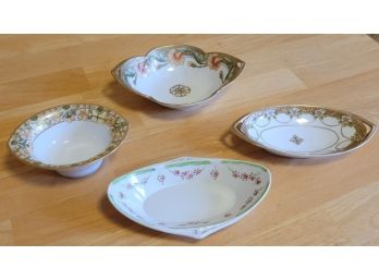 Set Of Four Hand Painted Vintage Nippon Dishes