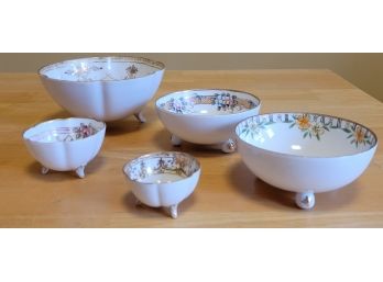 Set Of Five Footed Bowls - Nippon And Noritake