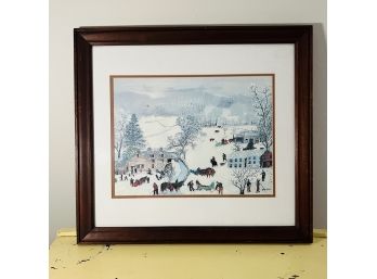 Grandma Moses Framed Print 'A Frosty Day' 21'x23'