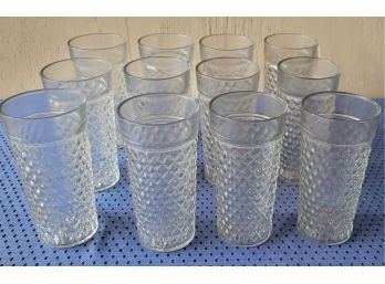 Set Of 12 Vintage Textured Drinking Glasses