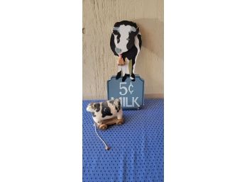 Cow Sign And Cow Pull Toy