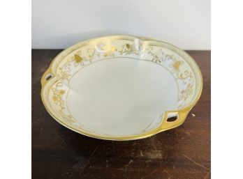 Vintage Nippon Cut Out Serving Bowl Hand Painted In Gold